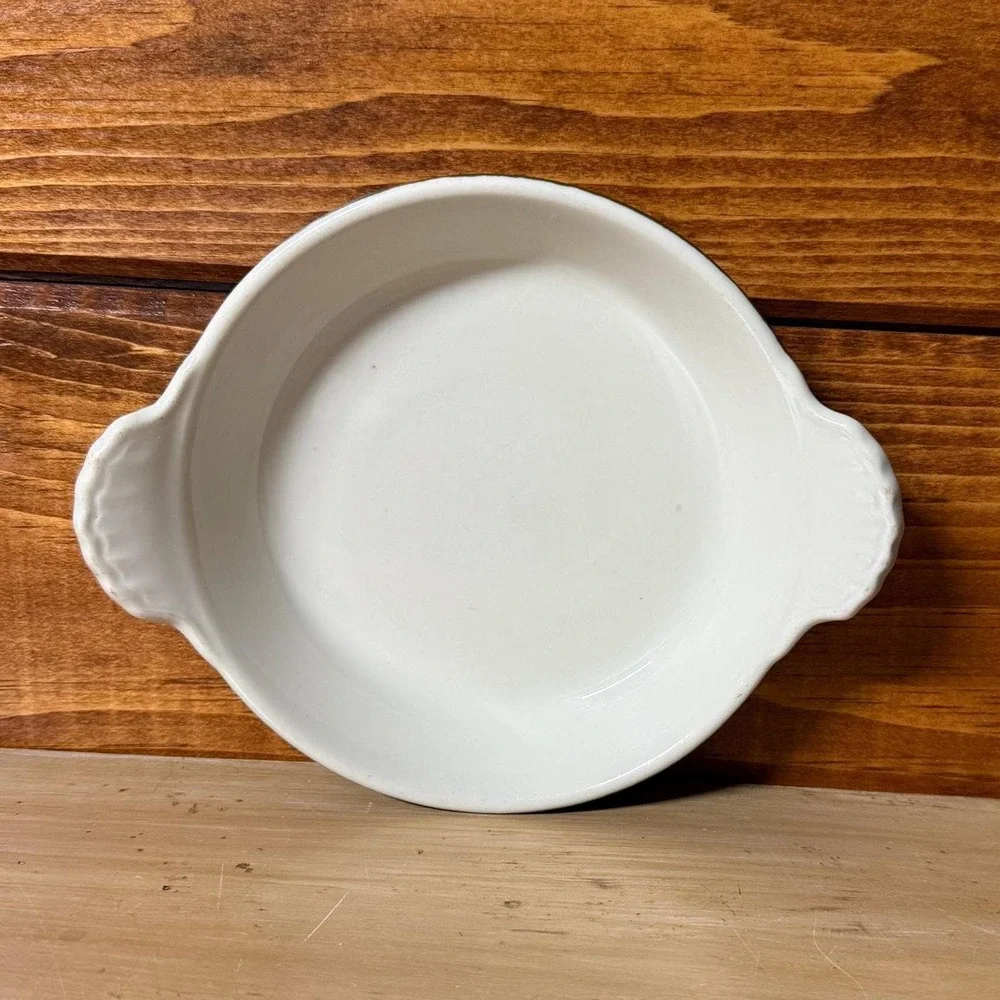 Vintage Hall China Round Au Gratin Dish | Forest Green Individual Baker 435